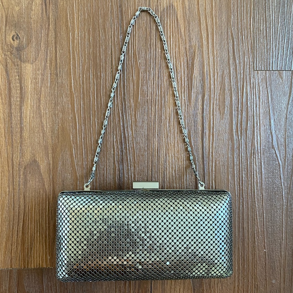 Silver pewter gray mesh metal clutch purse bag